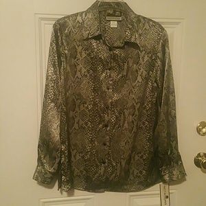 NOTATIONS SNAKE PRINT DRESS SHIRT